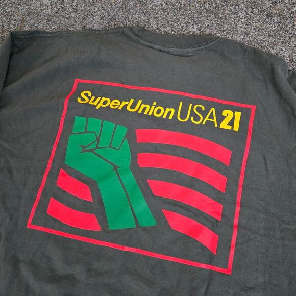 Vtg Y2k UNION x SUPERVSN Fist Flag Graphic Designer Streetwear Collab T Shirt XL - Picture 2 of 8